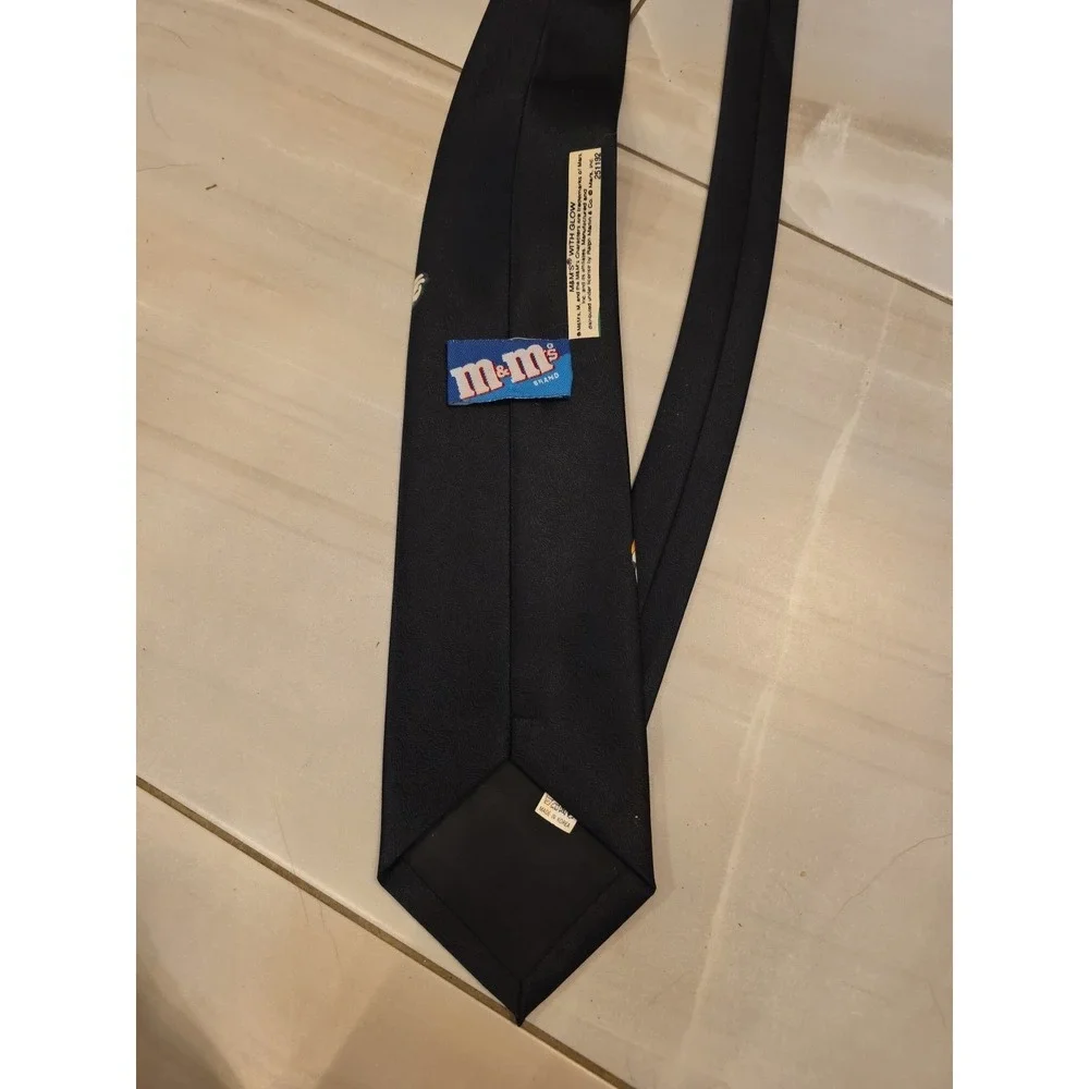 M&M's Brand‎ Character Slogans Novelty Tie Necktie Black 100% Polyester B1